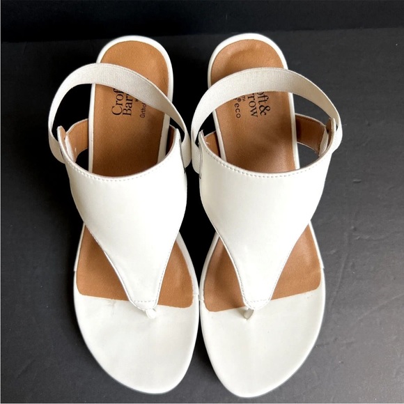 Croft & Barrow White thong Wedge Heel Slingback Sandal Shoe Women's Size 8 EUC - Picture 4 of 12